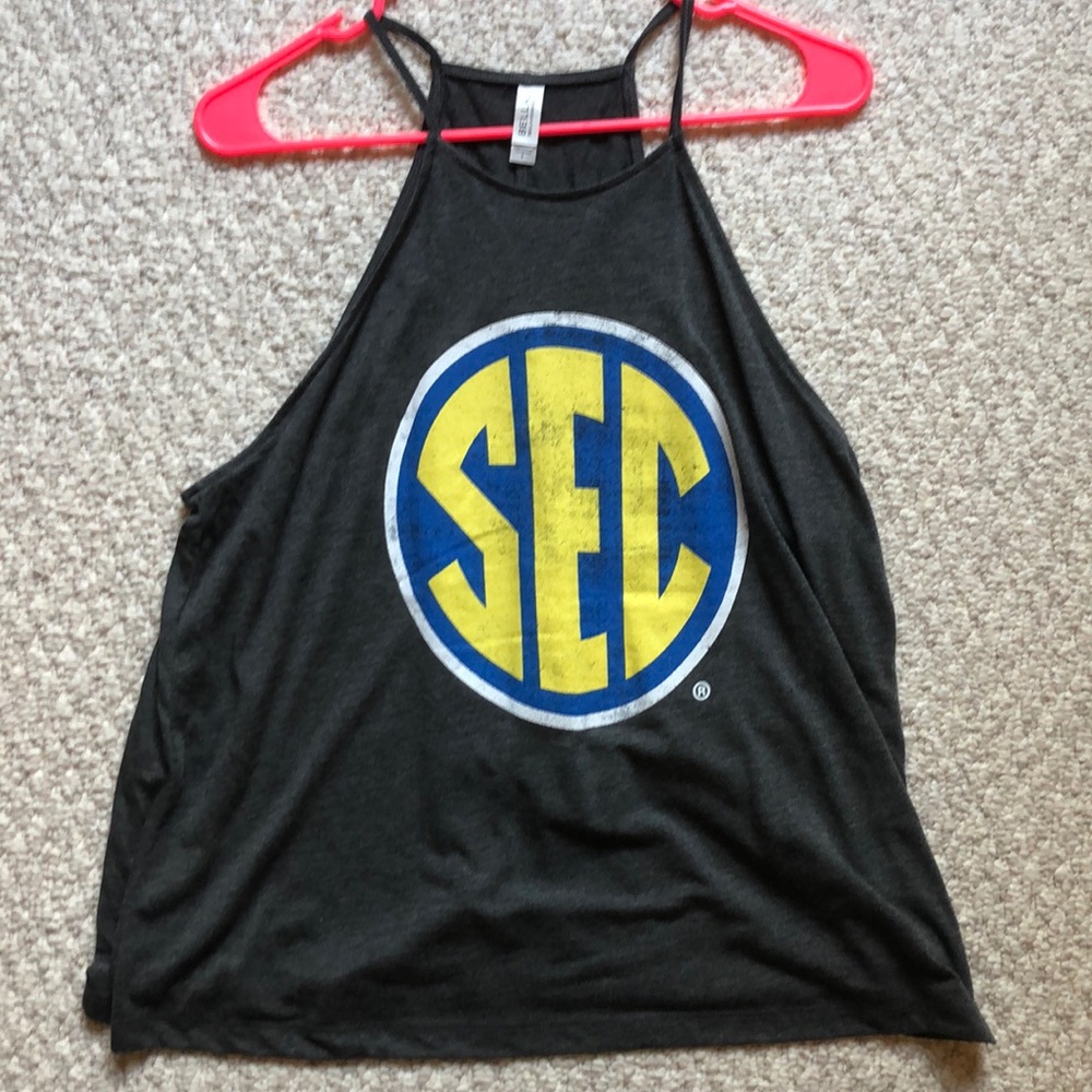 Fun high neck SEC tank!